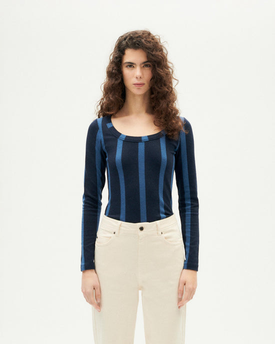 Top navy rayas lana Casilda sostenible-1