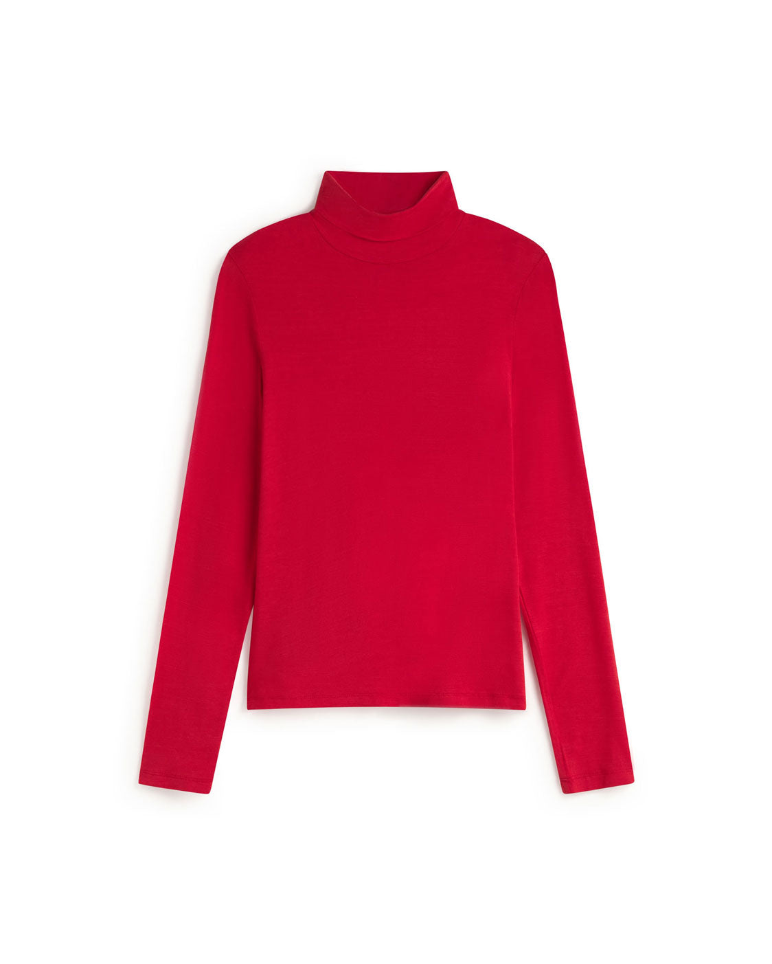 Top cuello alto rojo cashmere Noe sostenible silueta - 1