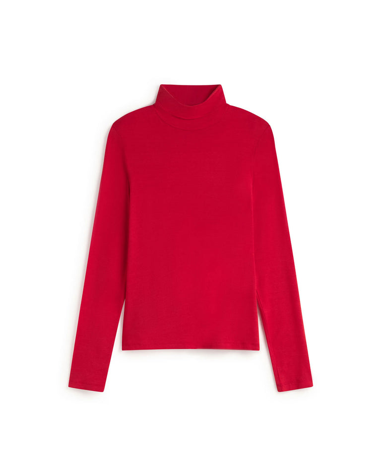 Top cuello alto rojo cashmere Noe sostenible silueta - 1