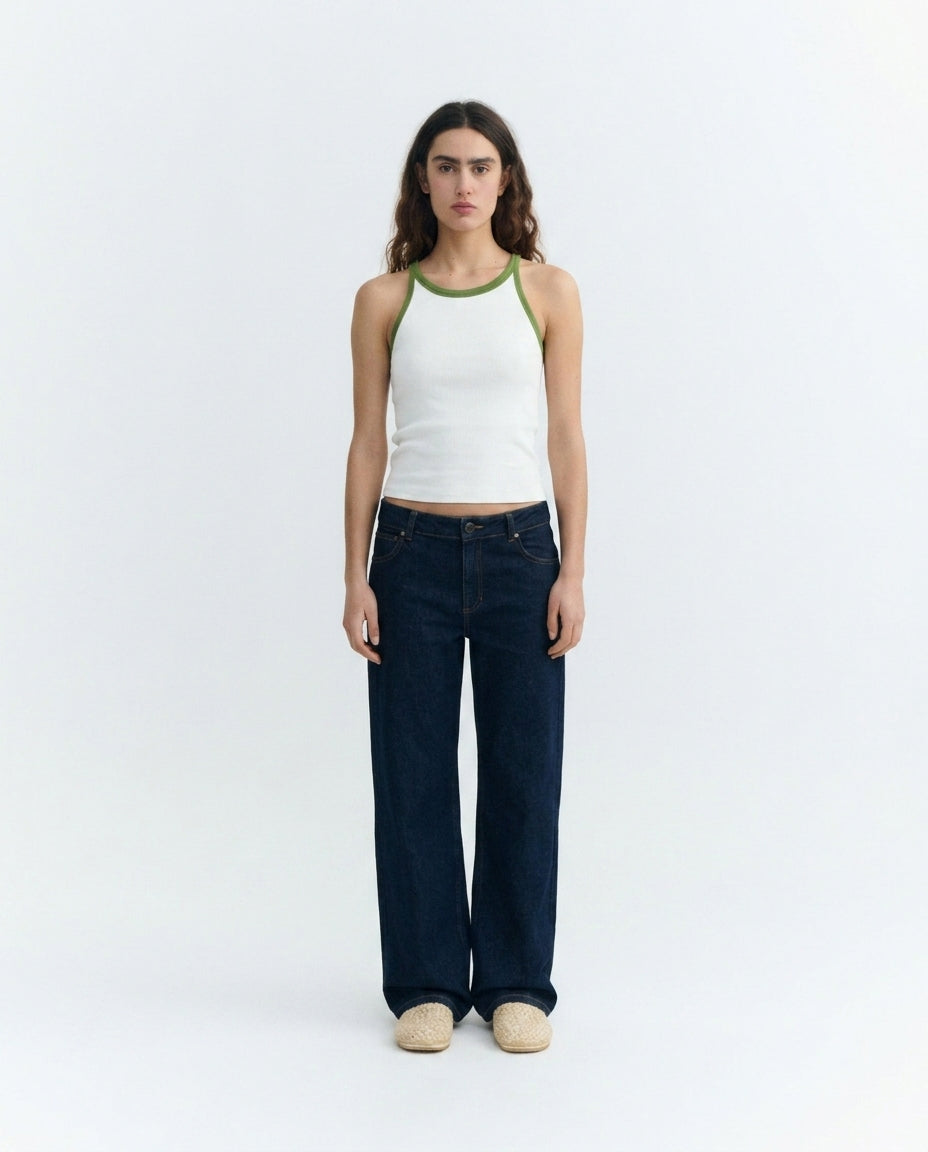 Top halter blanco contraste verde Harriet sostenible - 1.2