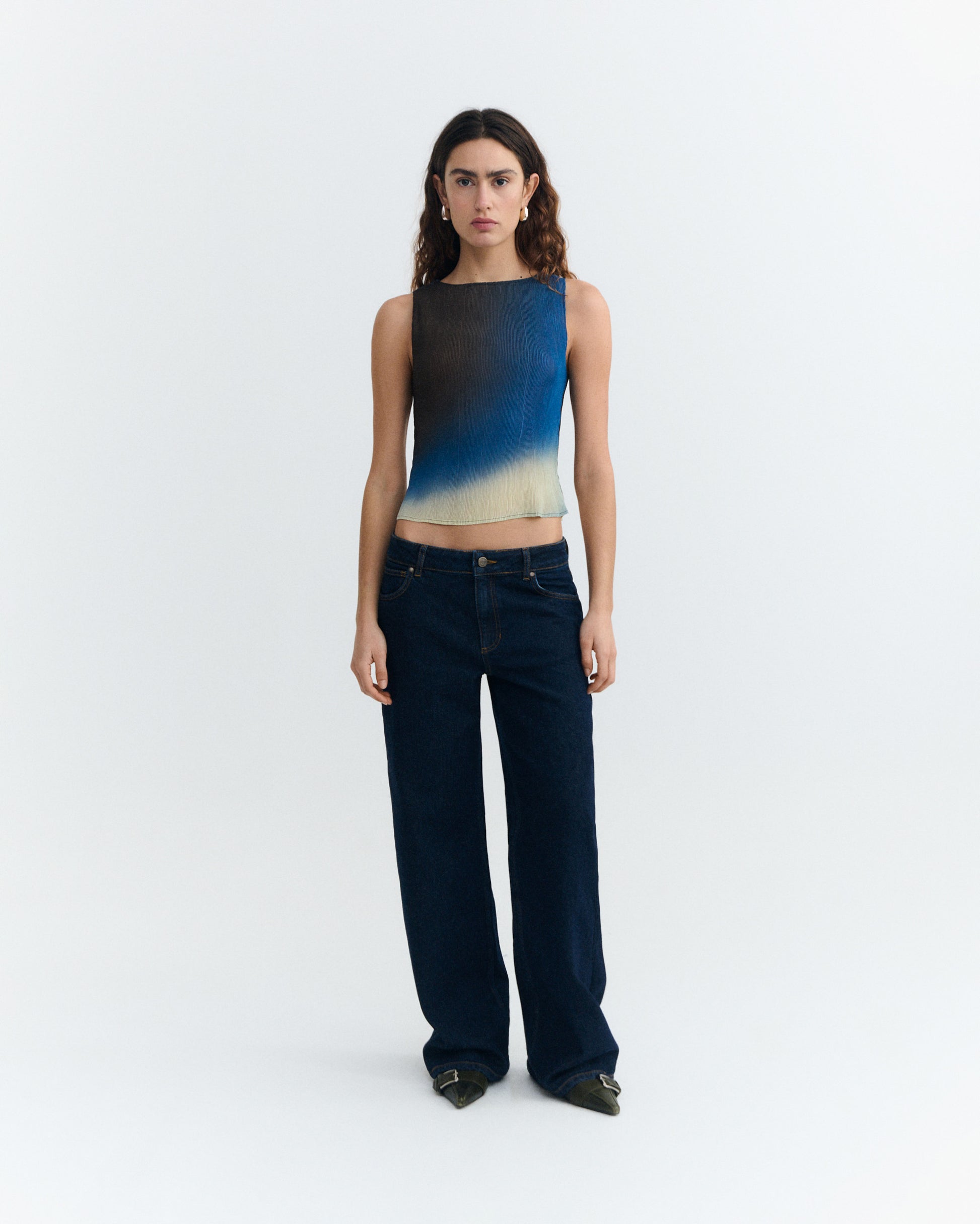 Top plisado marrón glass Dora sostenible - 1