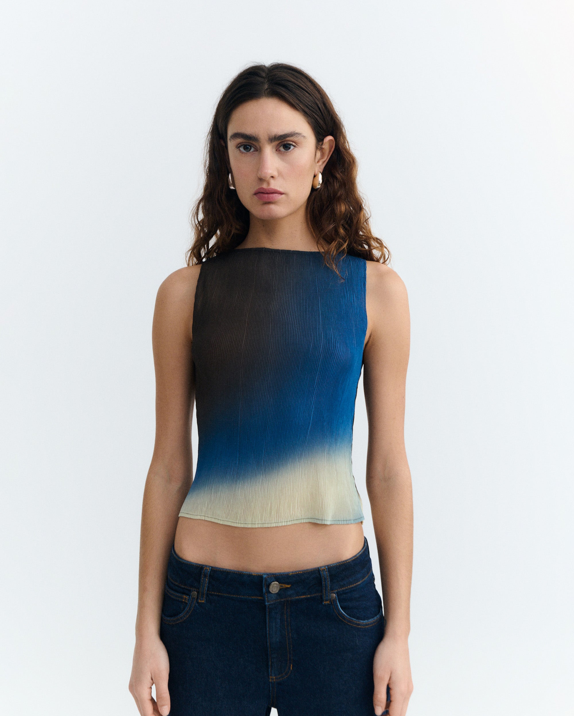 Women's Pleated Top Brown Glass Dora | Thinking Mu