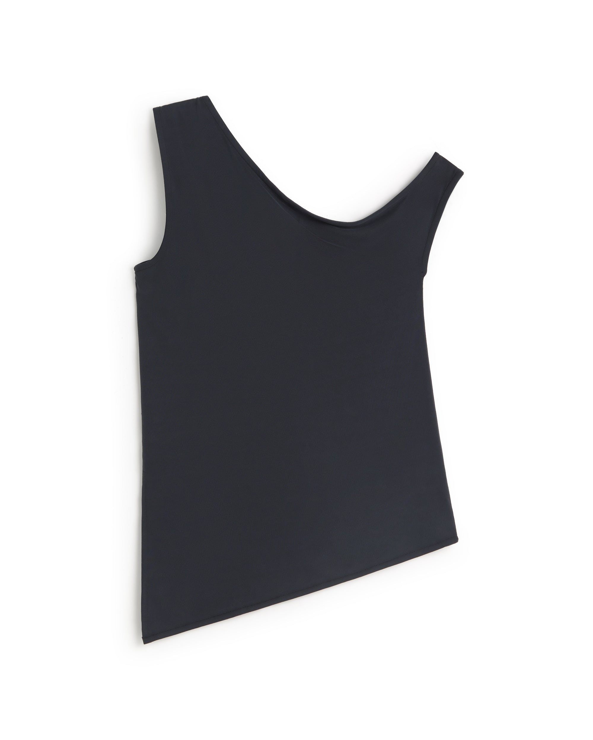 Top negro asimétrico Zohar sostenible silueta - 1