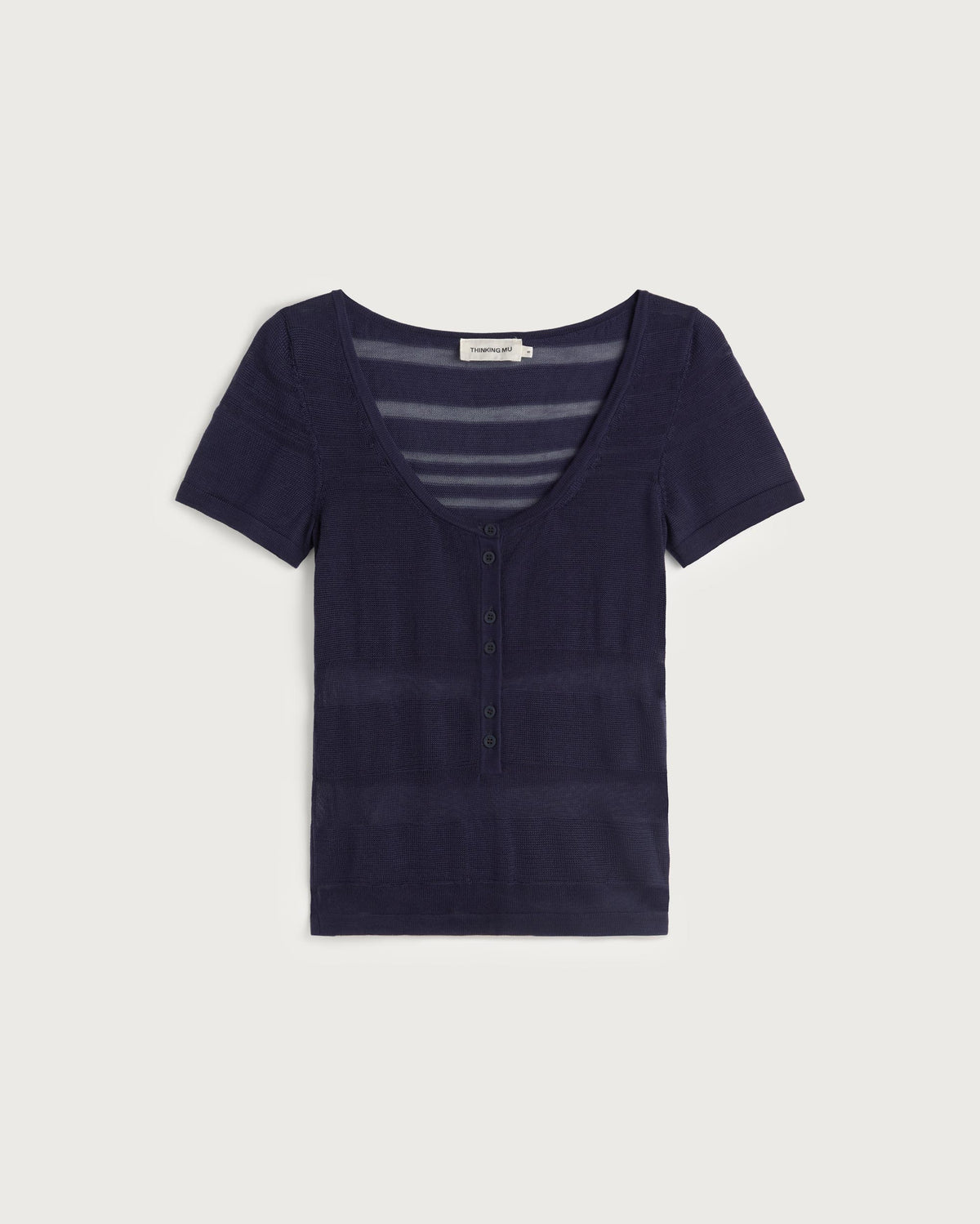 Top rayas semitransparente navy Ash sostenible silueta - 1