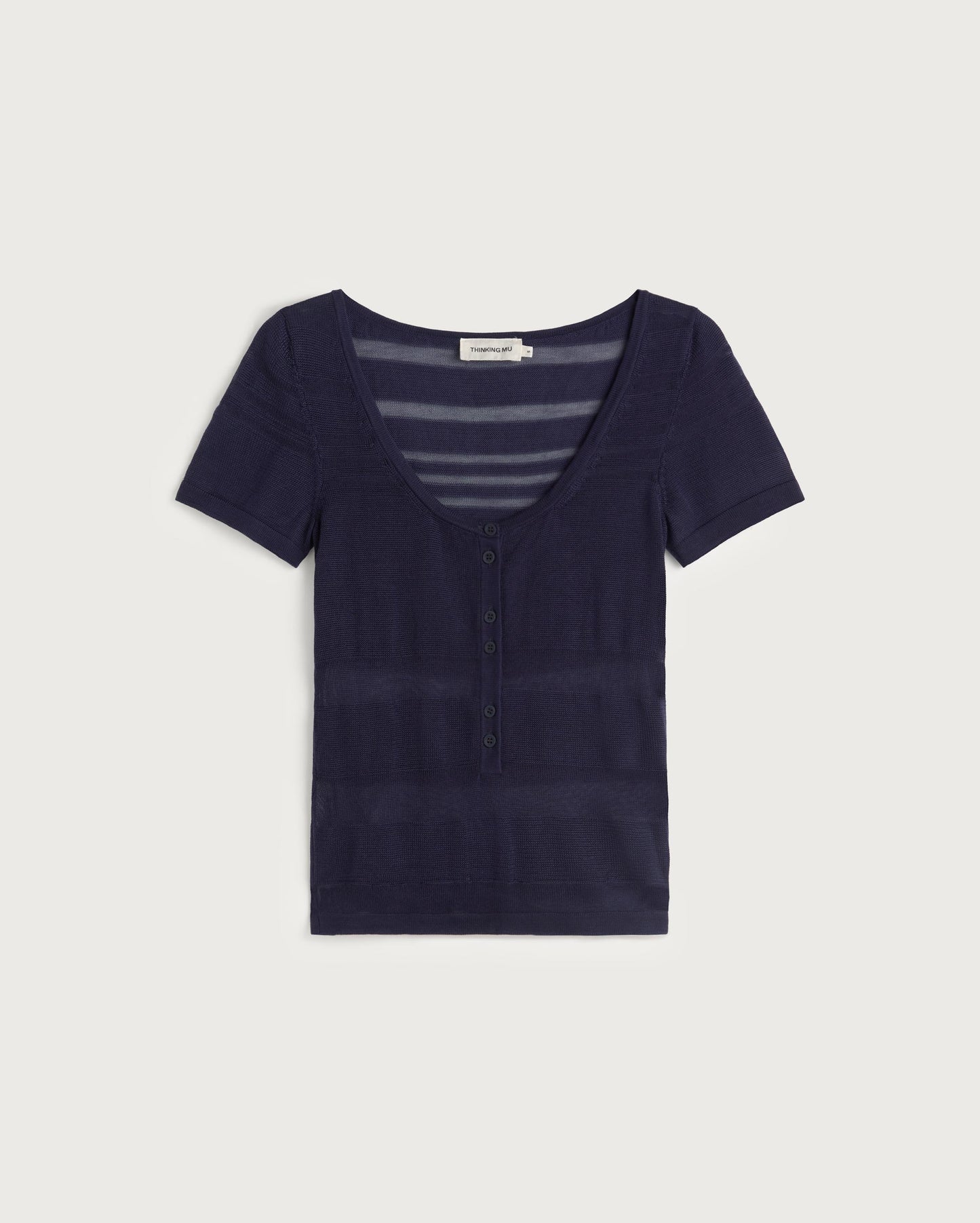 Top rayas semitransparente navy Ash sostenible silueta - 1