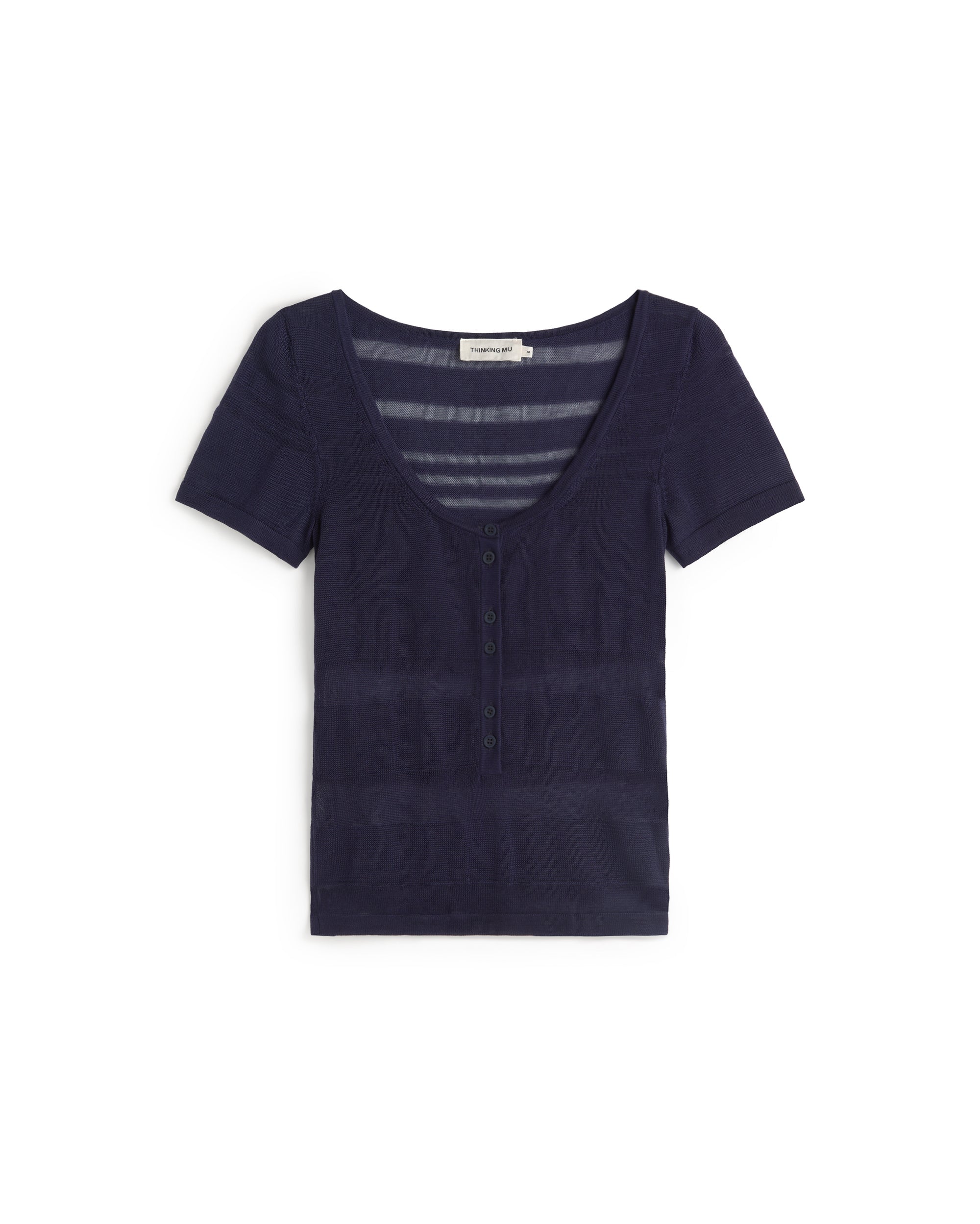 Top rayas semitransparente navy Ash sostenible silueta - 1