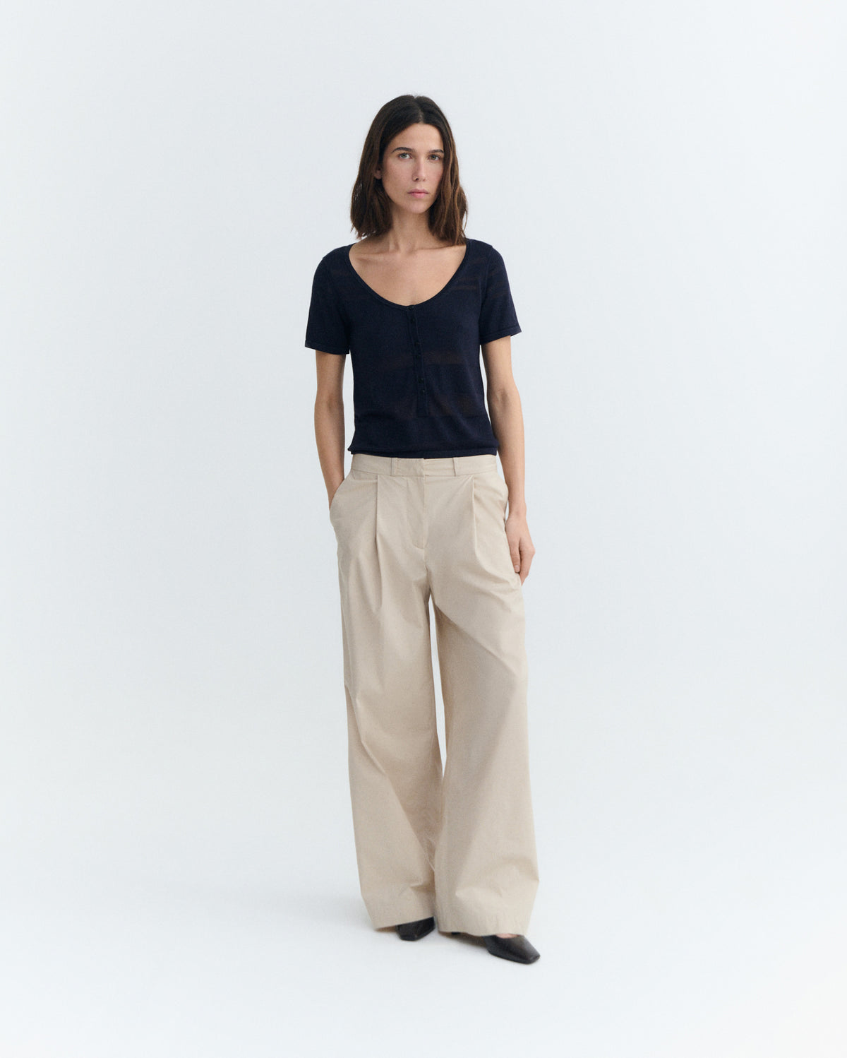 Top rayas semitransparente navy Ash sostenible - 1