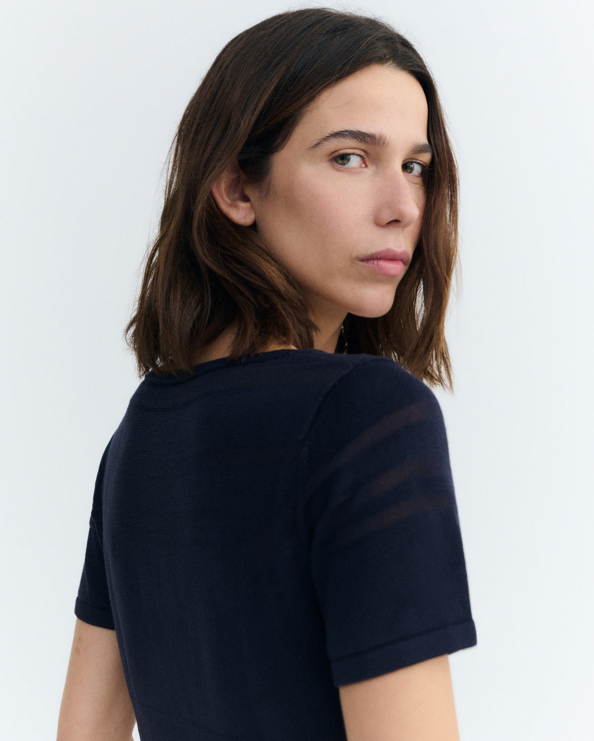 Top rayas semitransparente navy Ash sostenible - 6