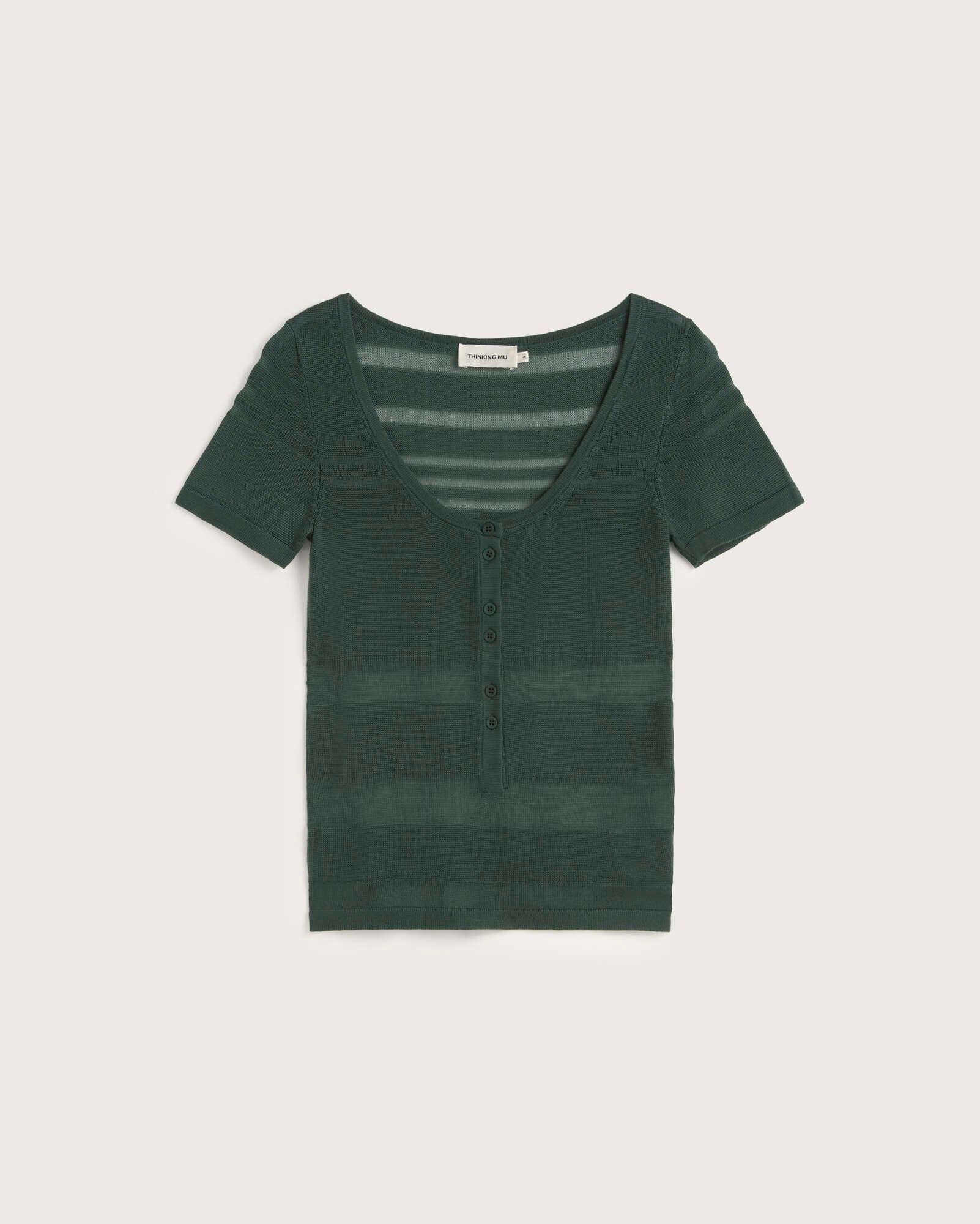Top rayas semitransparente verde Ash sostenible silueta - 1