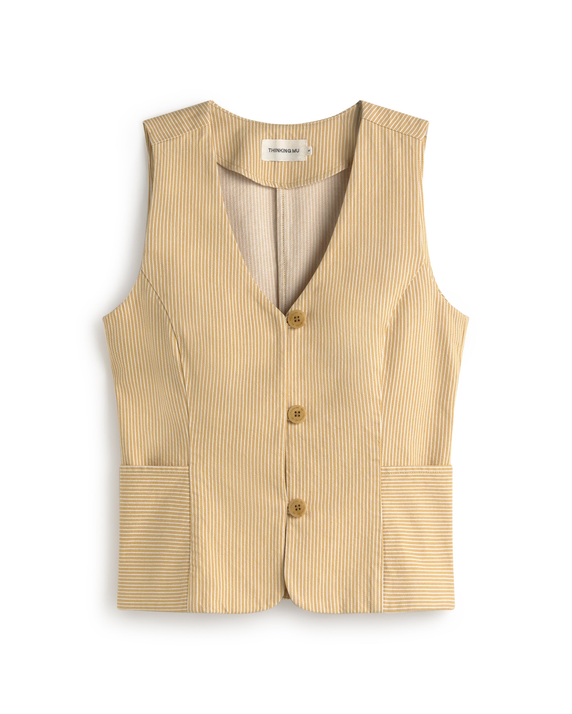 Chaleco rayas amarillo Alisa sostenible silueta - 1