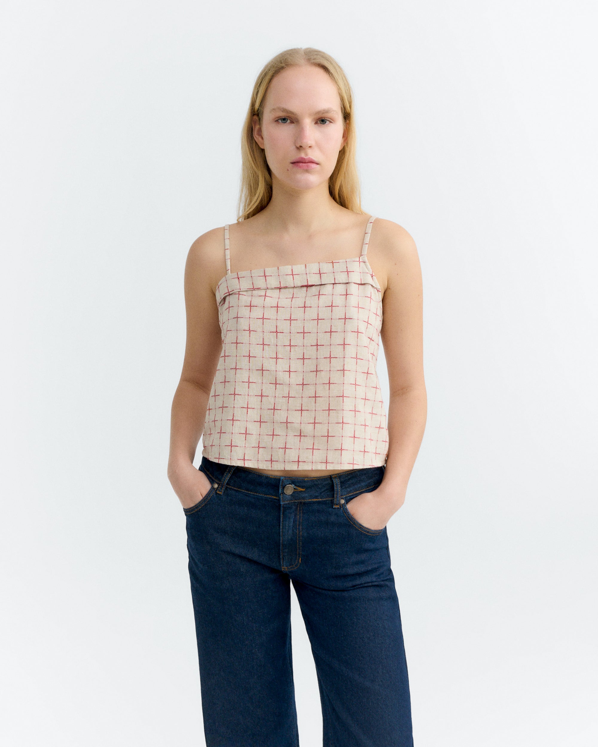 Top estampado cuadros lattice Raida sostenible - 3