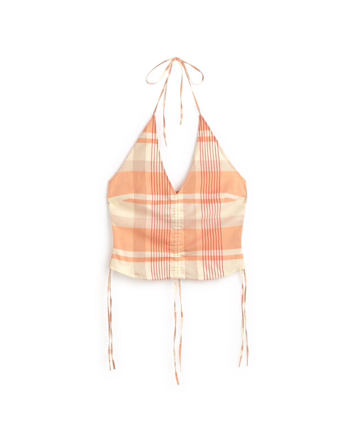 Top regulable cuadros naranja Hiba sostenible silueta - 1