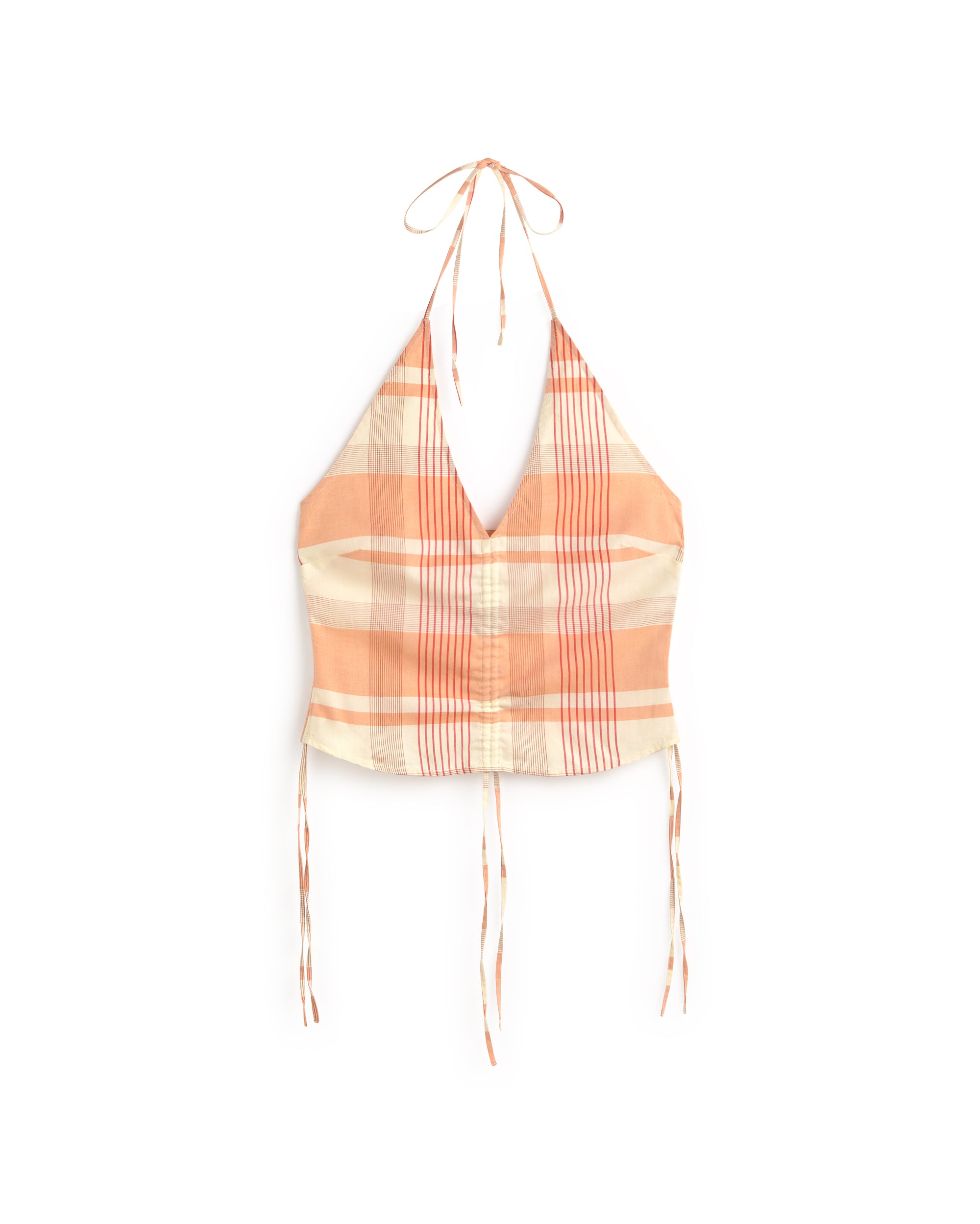 Top regulable cuadros naranja Hiba sostenible silueta - 1