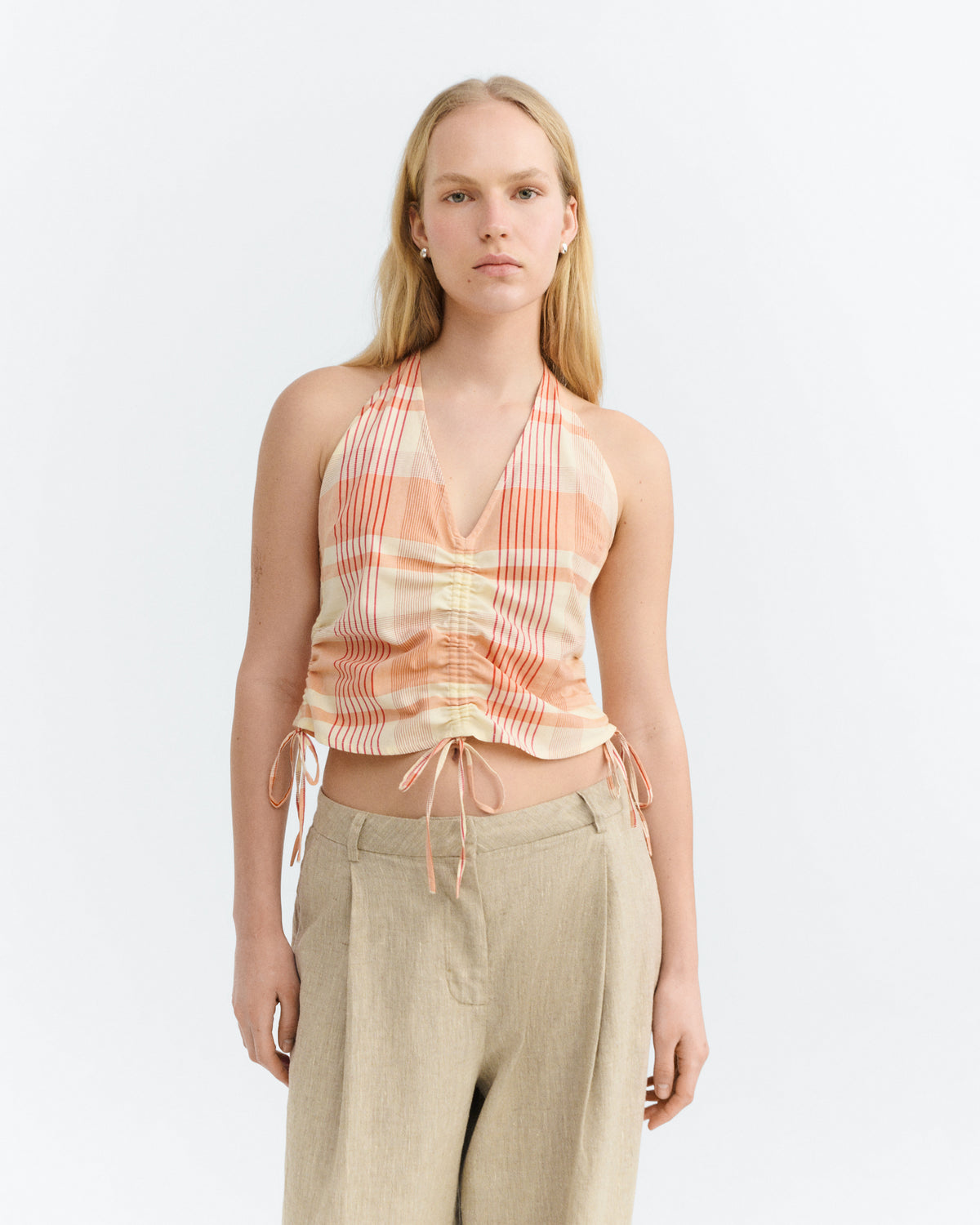 Top regulable cuadros naranja Hiba sostenible - 2