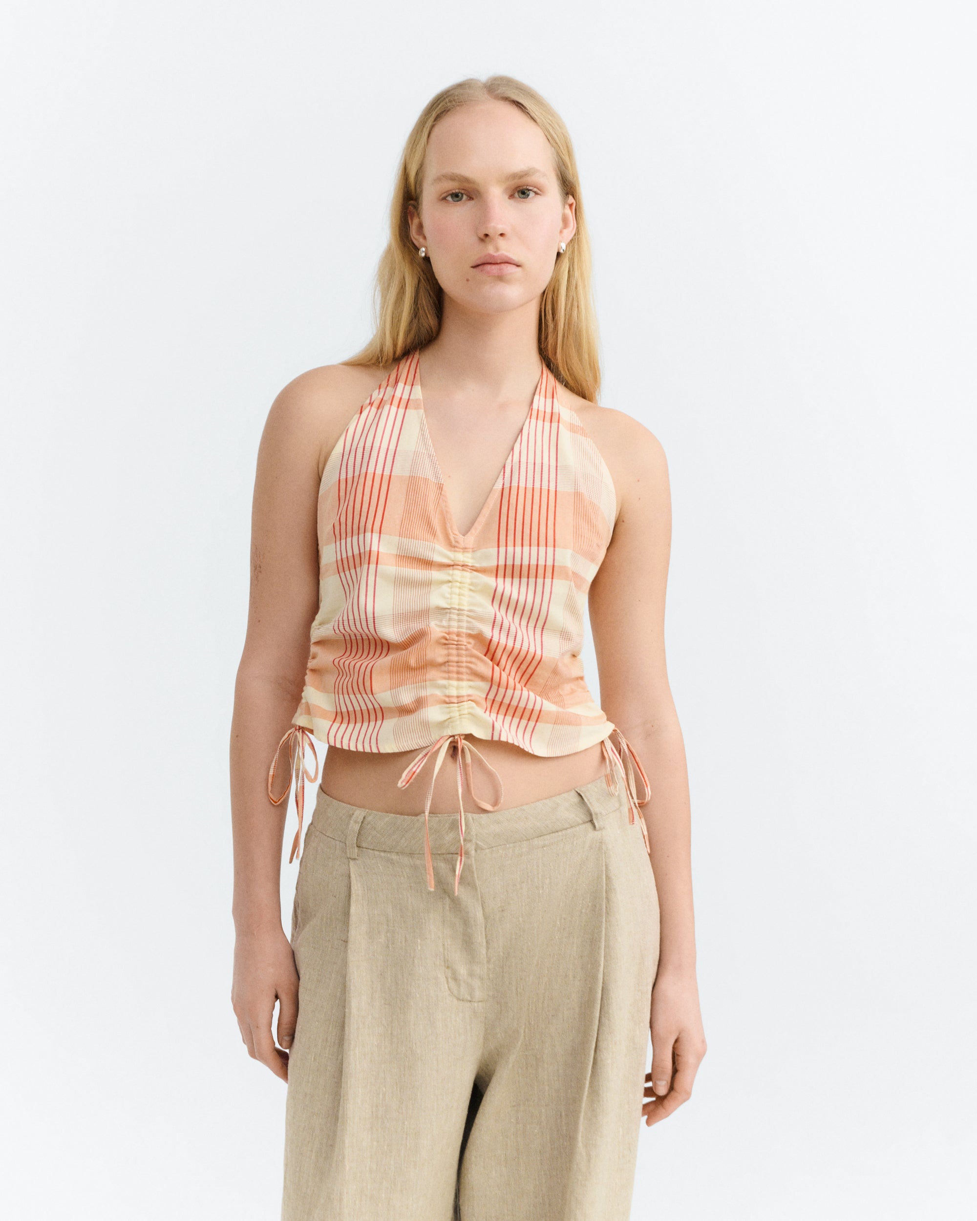 Top regulable cuadros naranja Hiba sostenible - 2