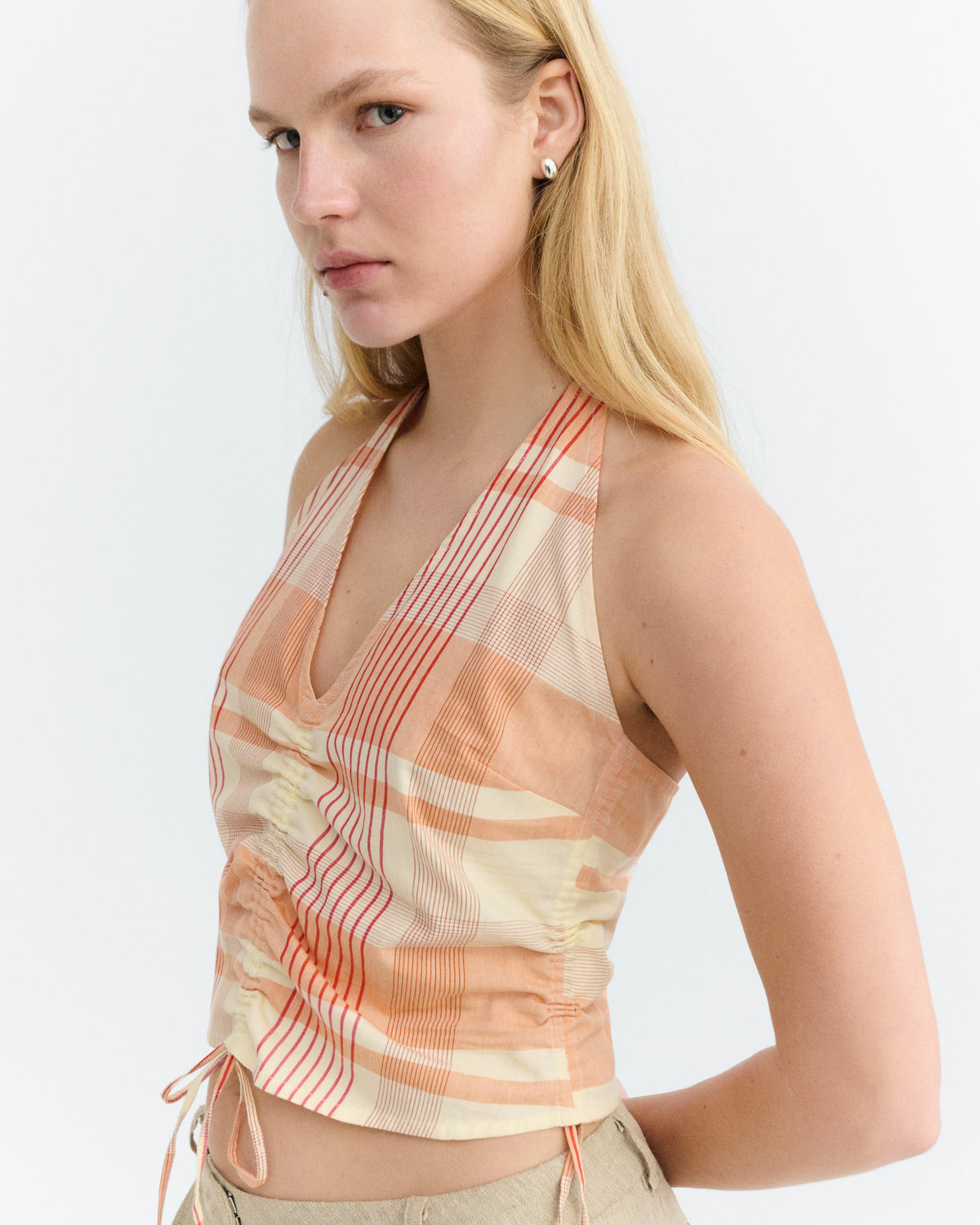 Top regulable cuadros naranja Hiba sostenible - 3