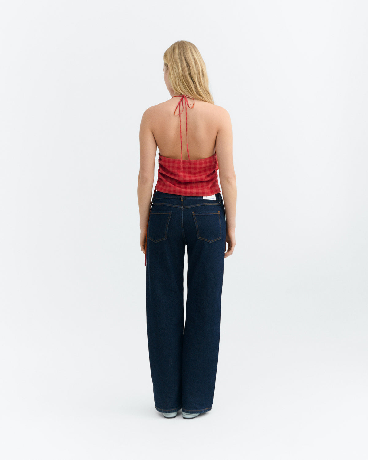 Top regulable seersucker rojo Hiba sostenible - 4