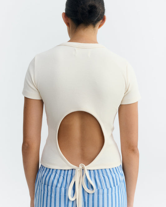 Top slim crudo lazo abertura espalda Rio sostenible - 4