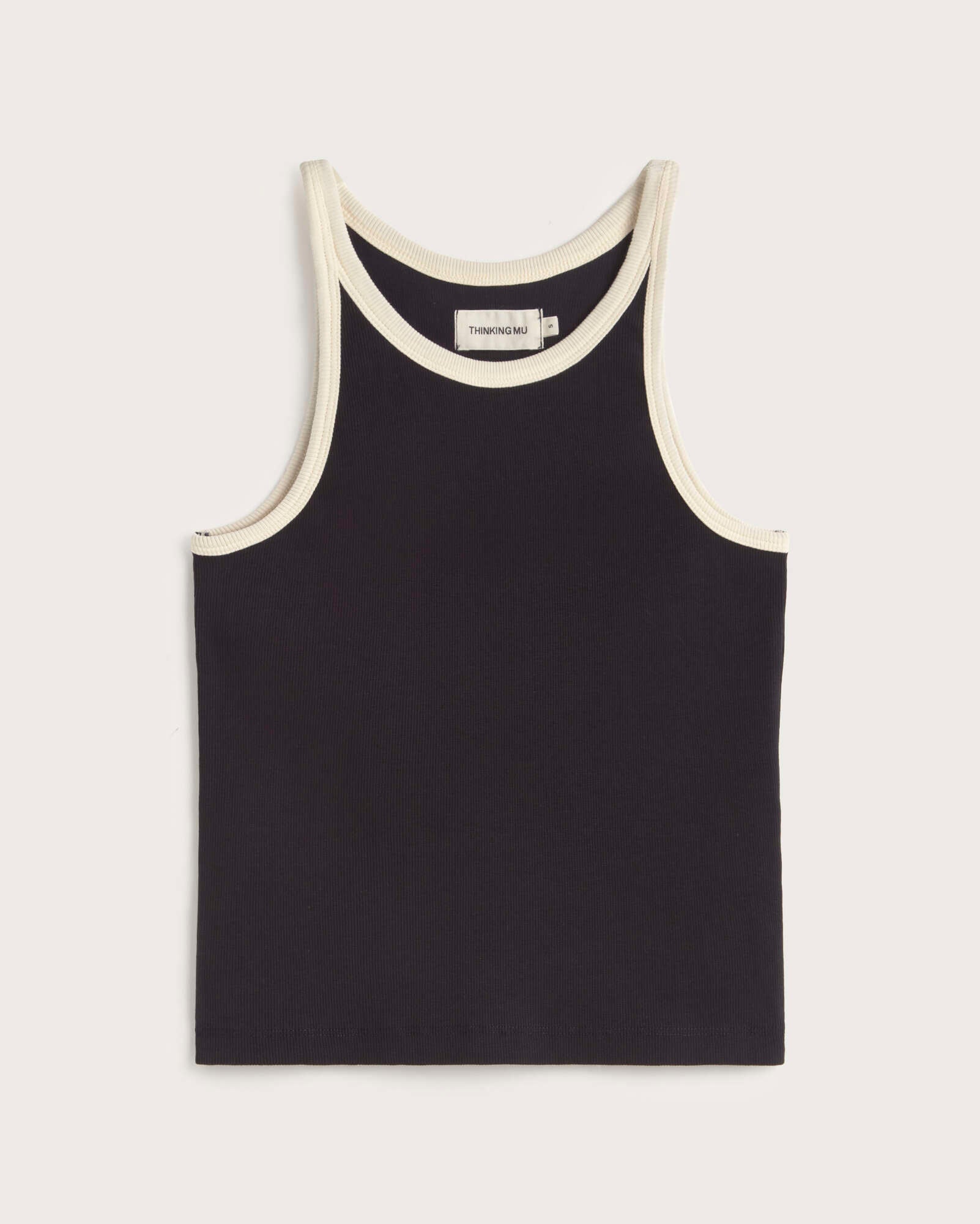 Top halter navy contraste blanco Harriet sostenible silueta - 1