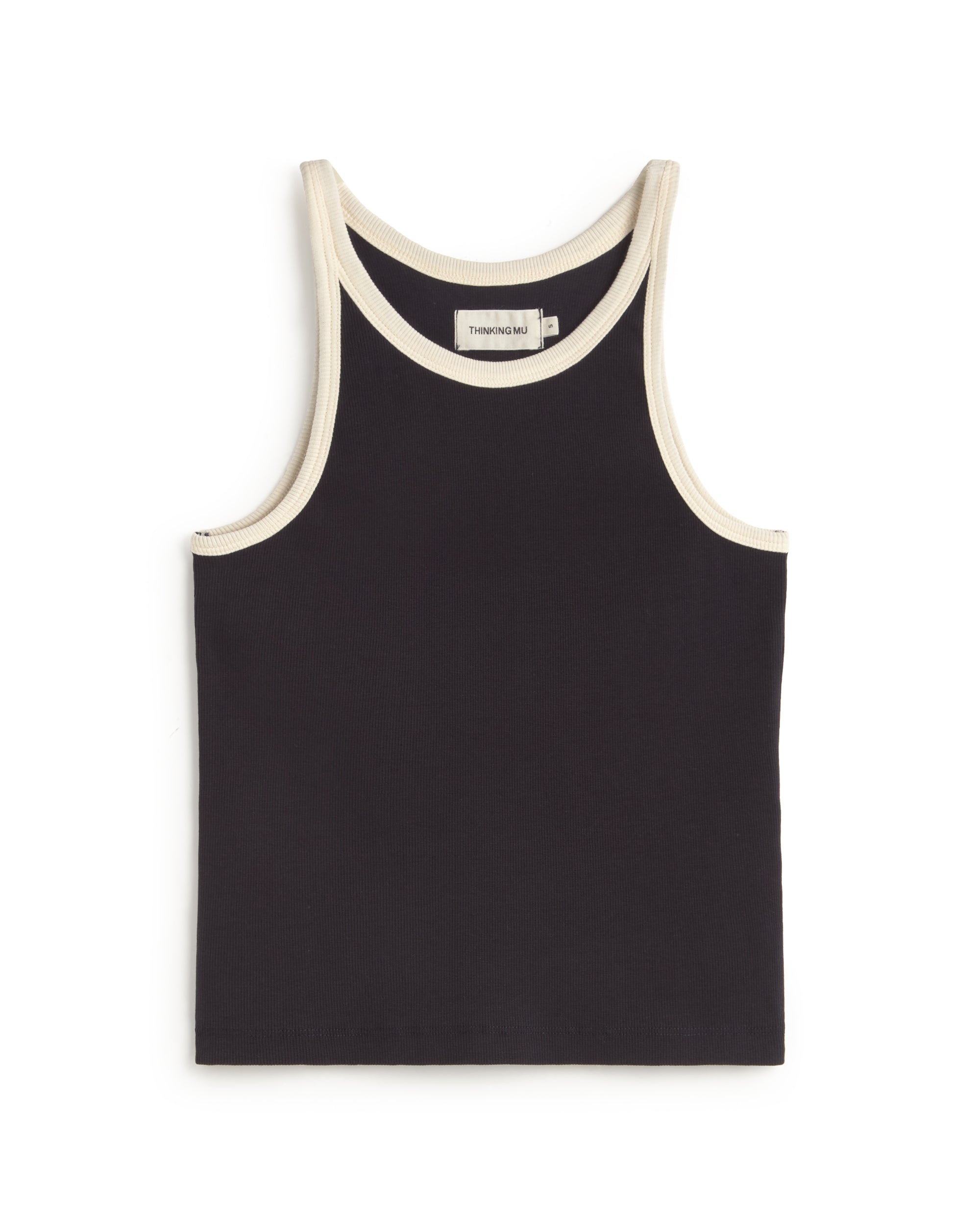 Top halter navy contraste blanco Harriet sostenible silueta - 1