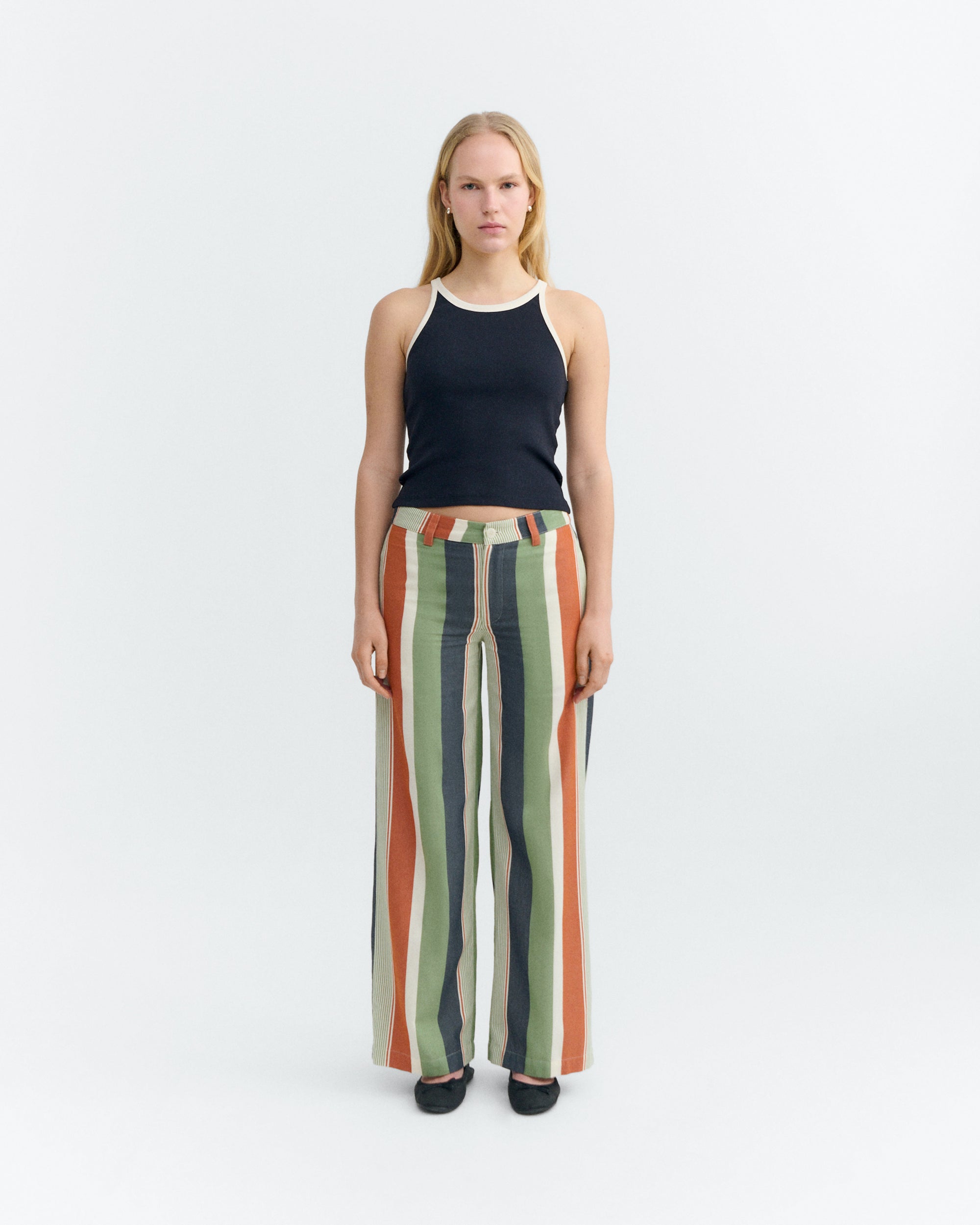 Top halter navy contraste blanco Harriet sostenible - 1