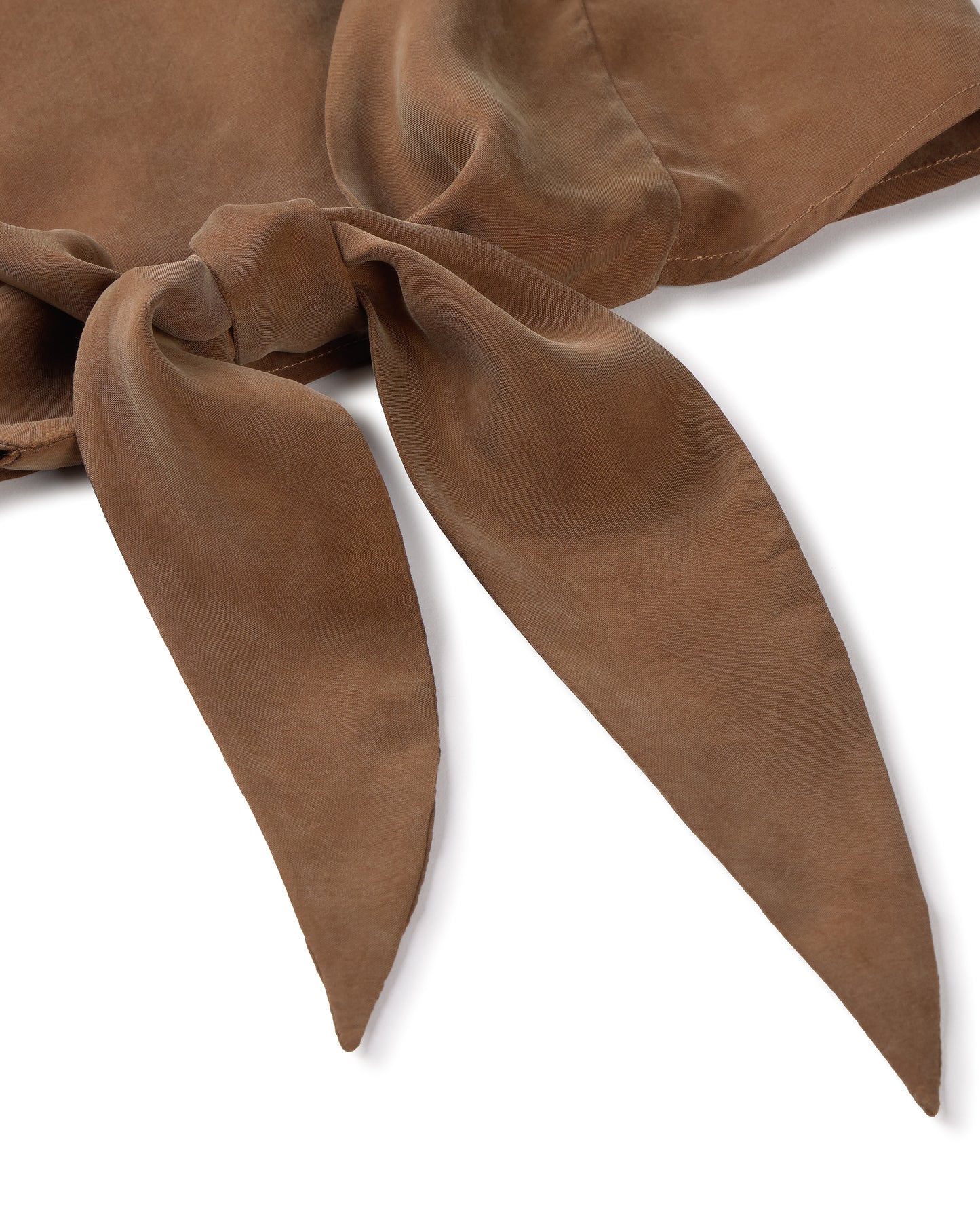 Top marrón lazo cupro Solea sostenible silueta - 2