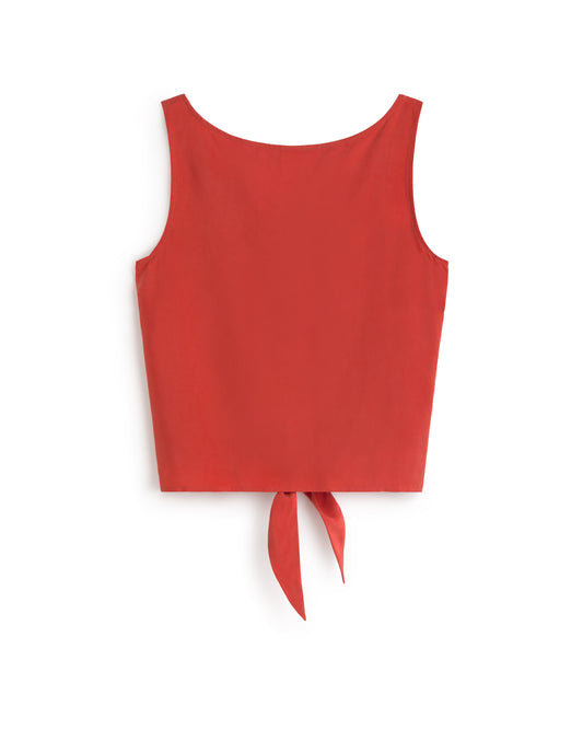 Top rojo lazo cupro Solea sostenible silueta - 1