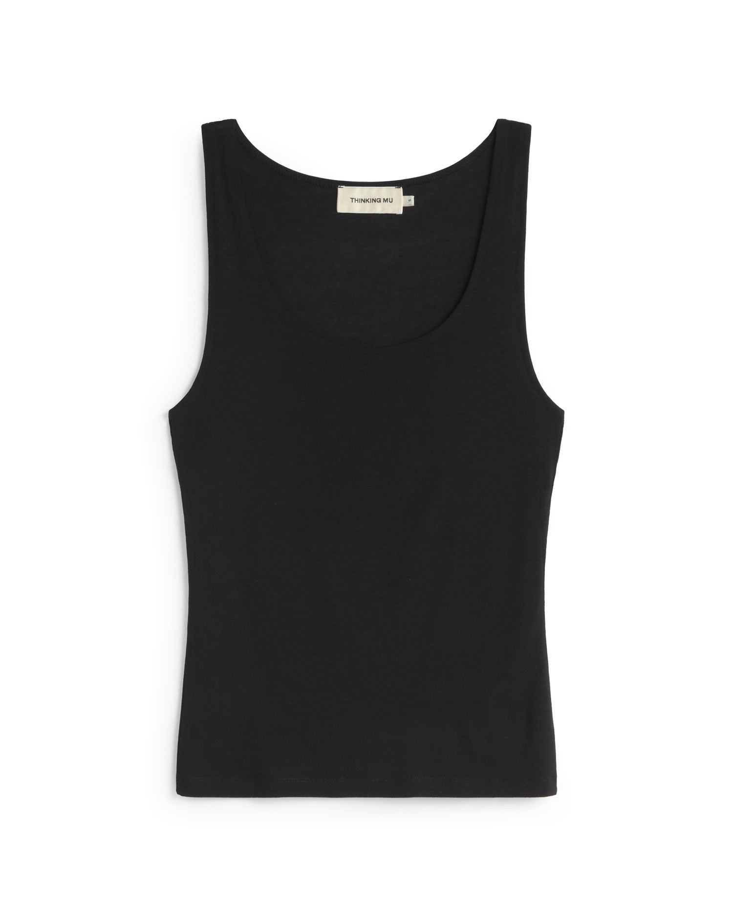Tank top negro cashemere sostenible silueta - 1