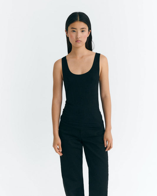 Tank top negro cashemere sostenible - 1