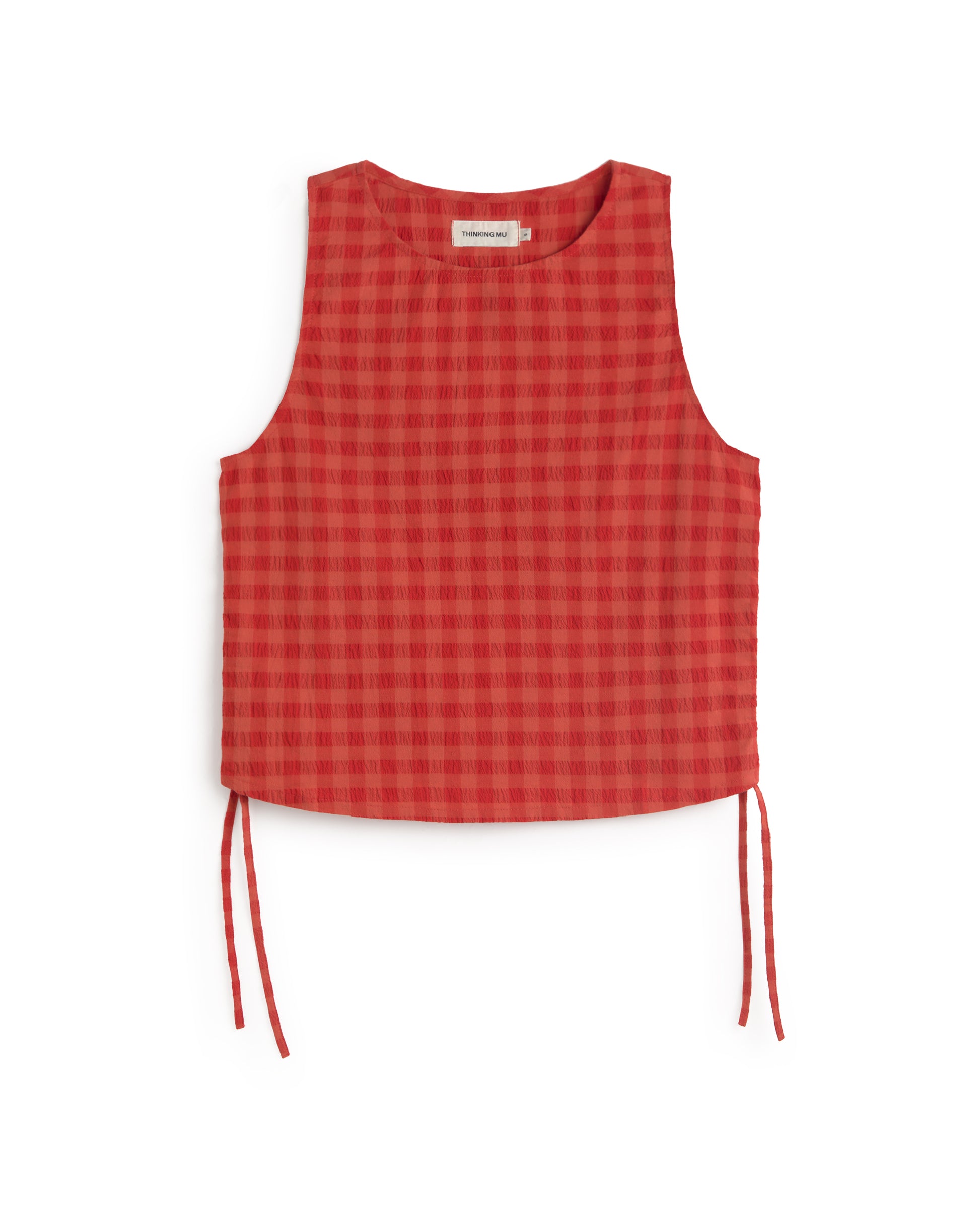 Top seersucker rojo Florence sostenible silueta - 1