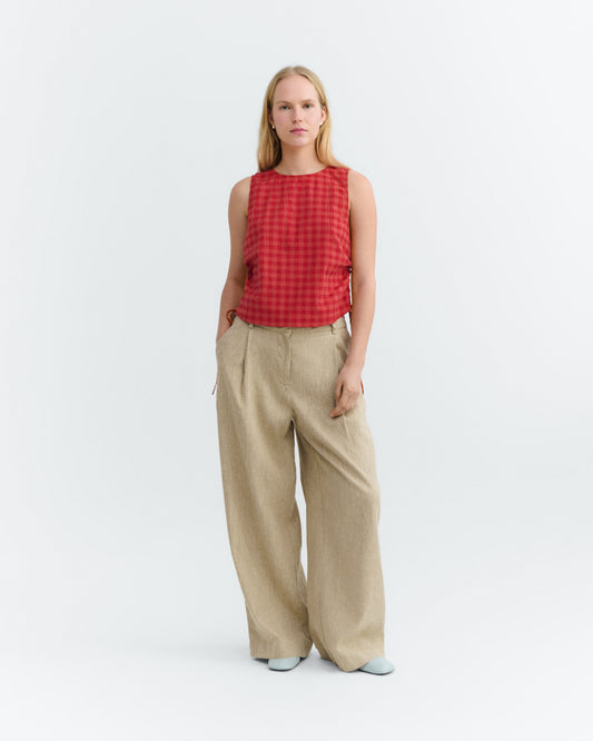 Top seersucker rojo Florence sostenible - 1