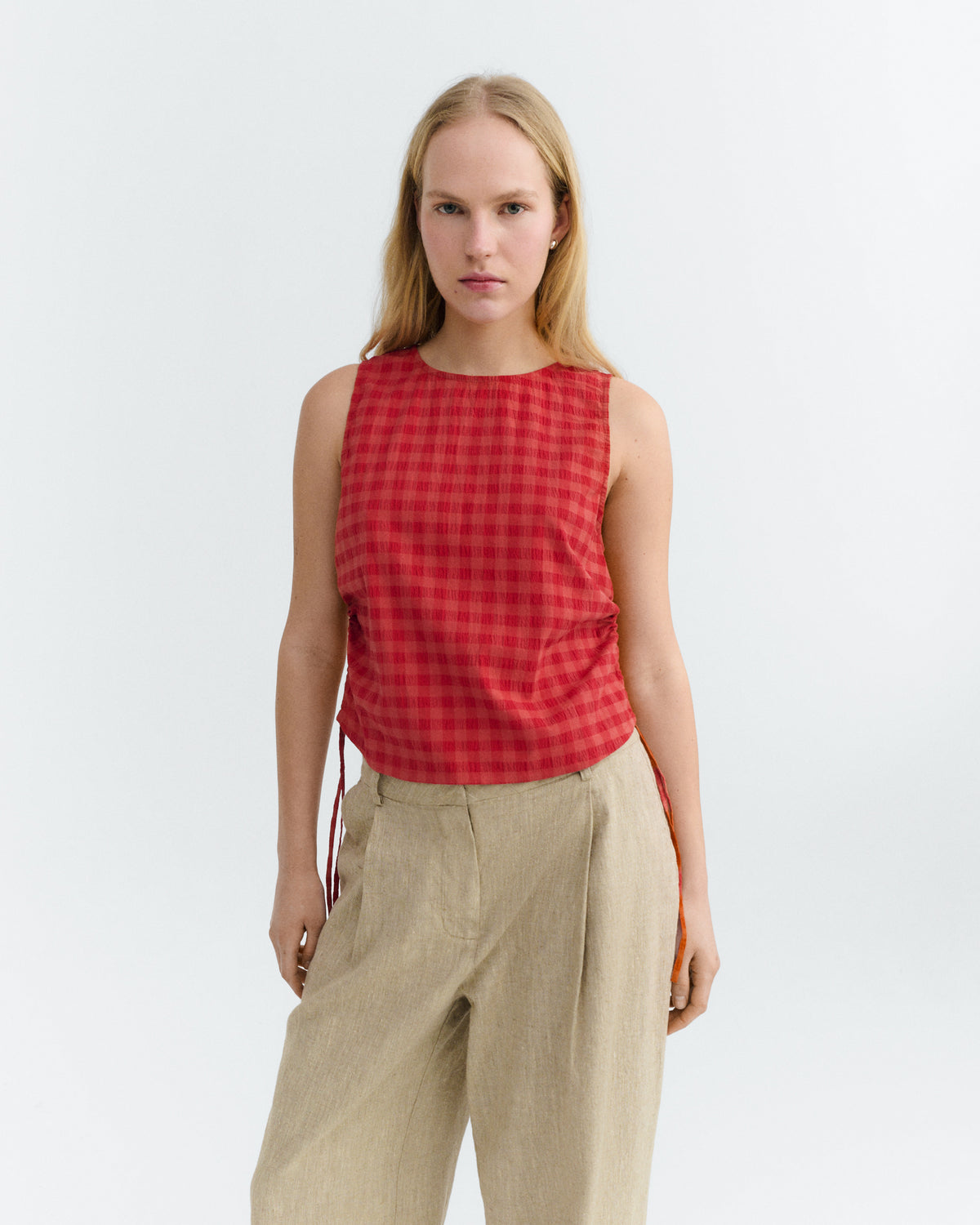 Top seersucker rojo Florence sostenible - 2