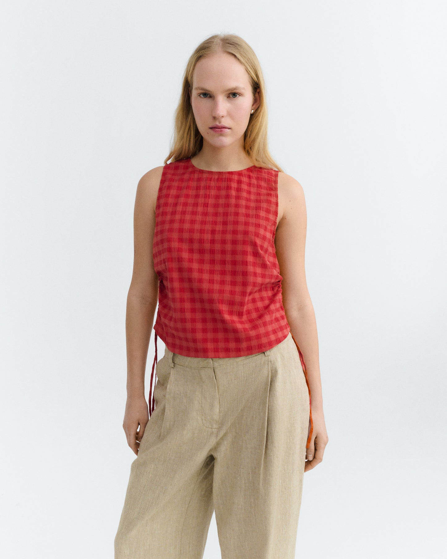 Top seersucker rojo Florence sostenible - 2