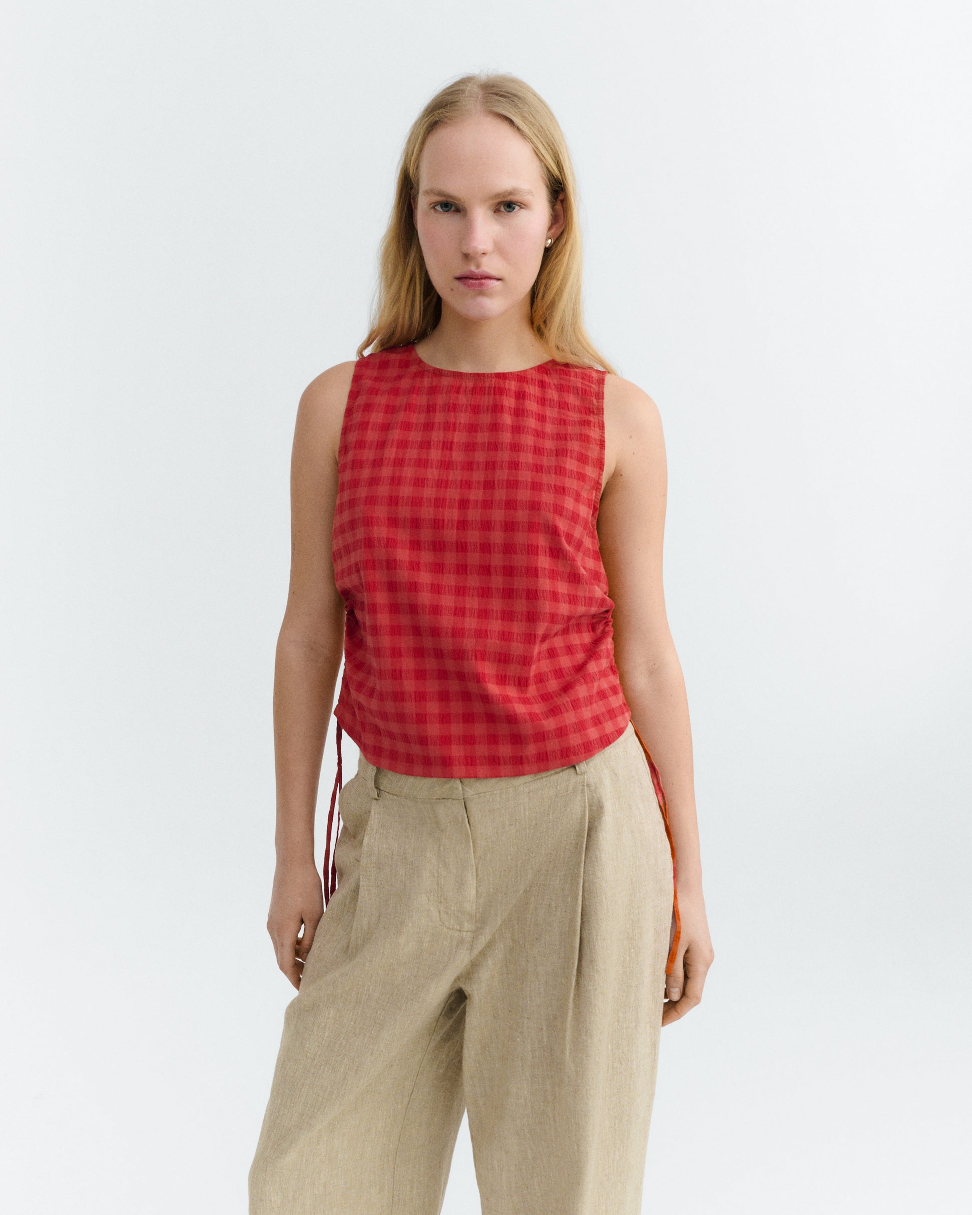 Top seersucker rojo Florence sostenible - 2