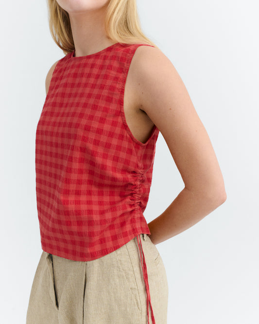 Top seersucker rojo Florence sostenible - 3