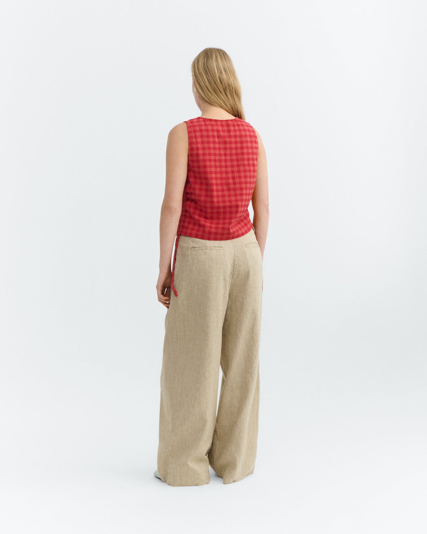 Top seersucker rojo Florence sostenible - 4