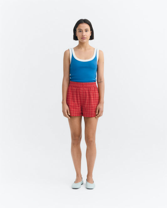 Top rib azul contraste blanco Julia sostenible - 1