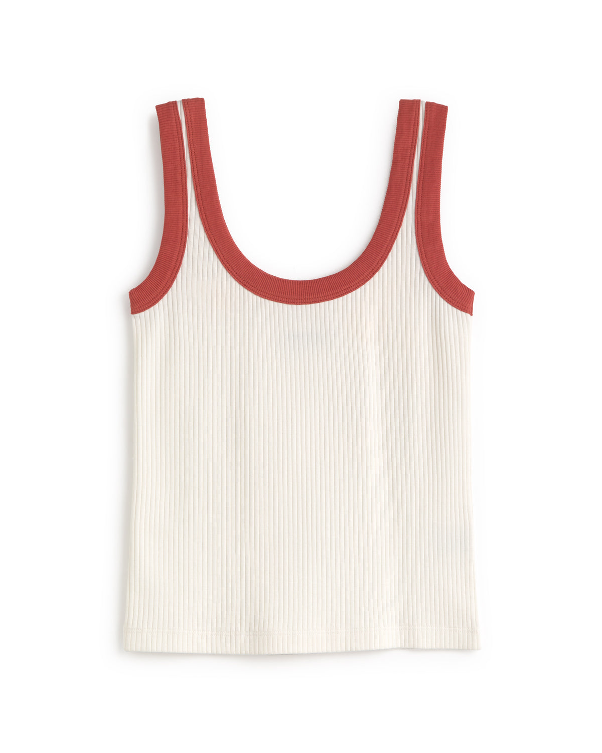 Top rib blanco contraste rojo Julia sostenible silueta - 1