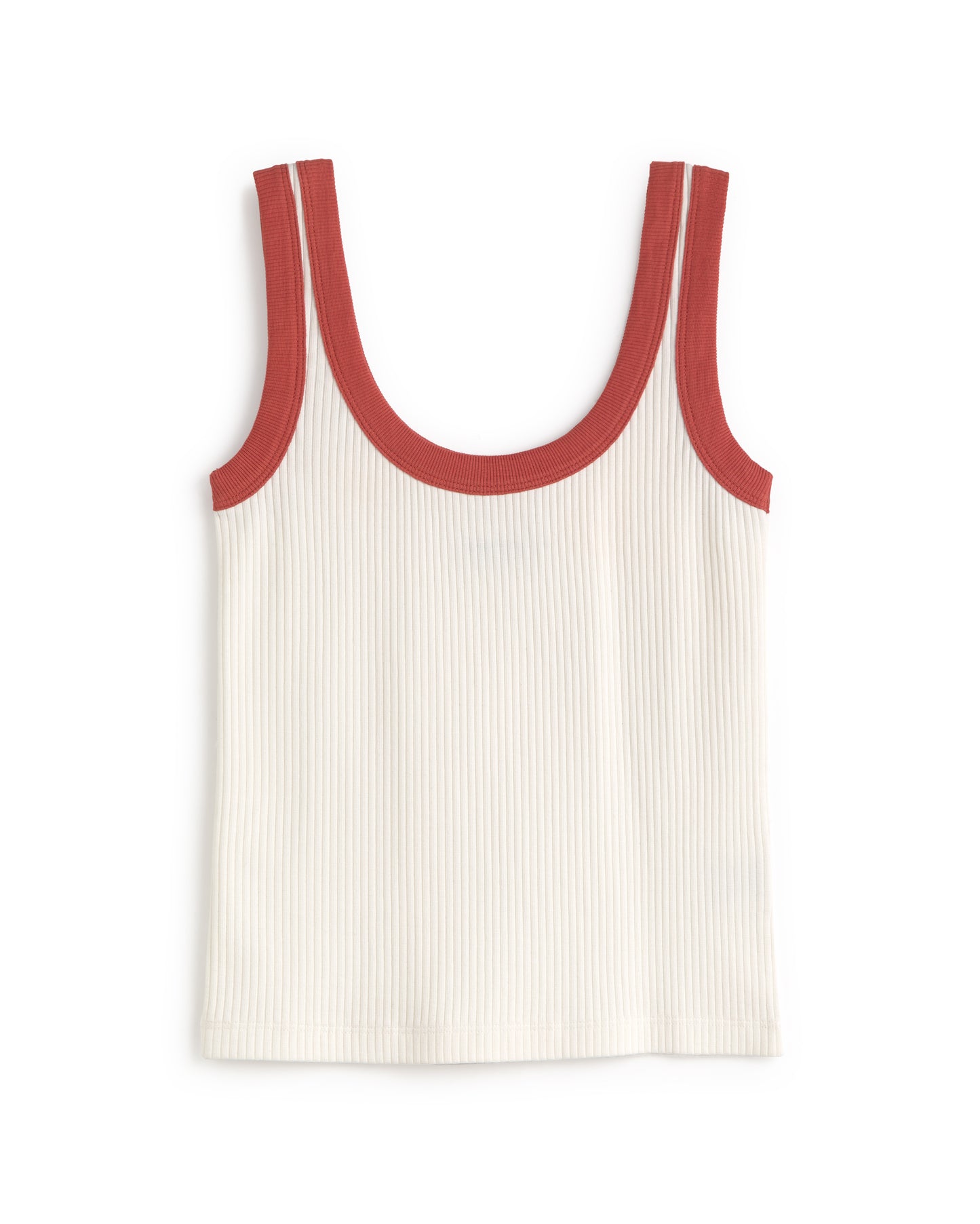 Top rib blanco contraste rojo Julia sostenible silueta - 1