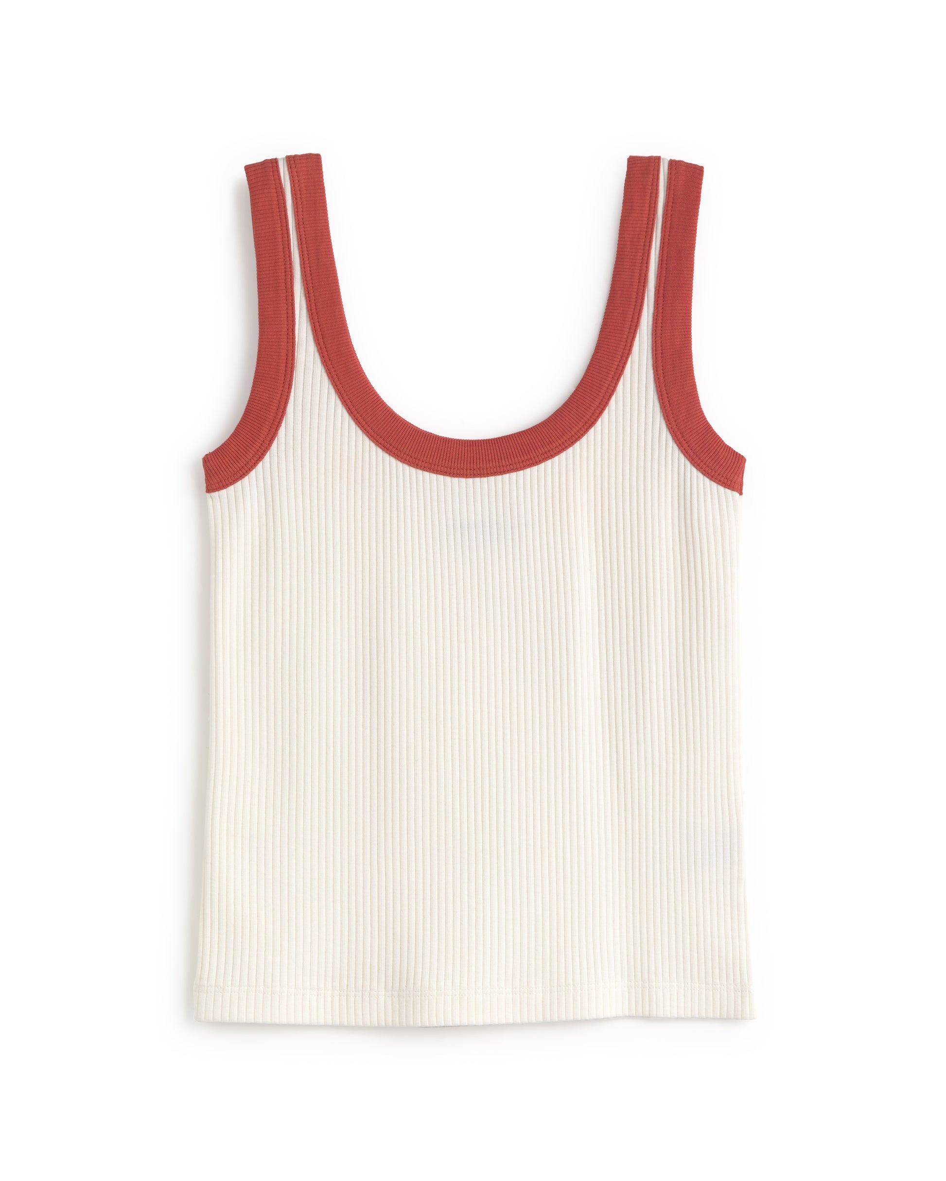 Top rib blanco contraste rojo Julia sostenible silueta - 1