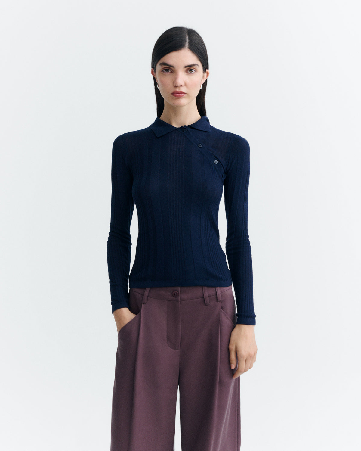 Top punto navy cashmere Dante sostenible - 2