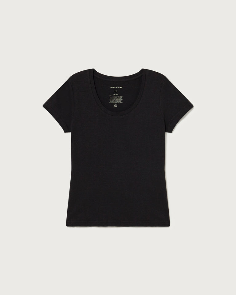 Camiseta ligera negra Hemp Regina sostenible -silueta 1