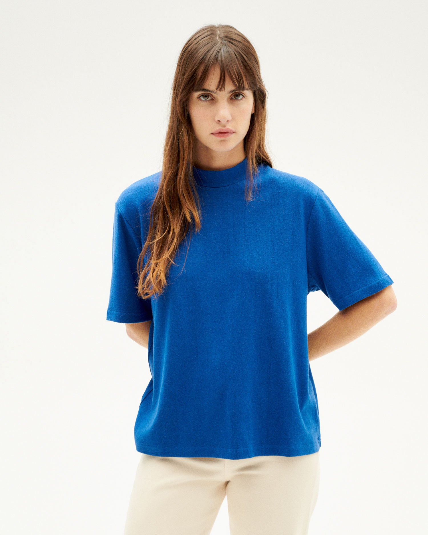 Hemp Aidin Women's blue thick T-shirt : Thinking MU