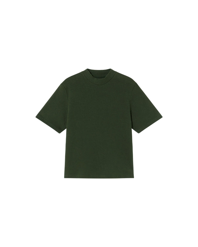 Camiseta gruesa verde hemp Aidin sostenible-silueta-1