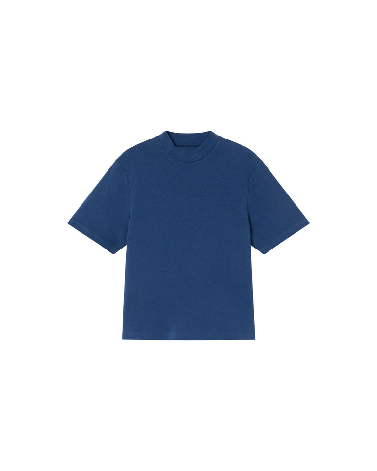 Camiseta gruesa azul oscuro hemp Aidin sostenible-silueta-1