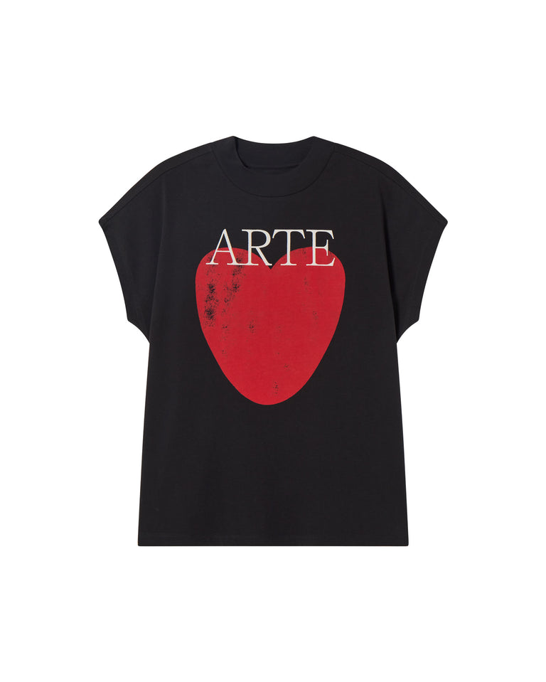 Camiseta negra art love Volta sostenible-silueta-1