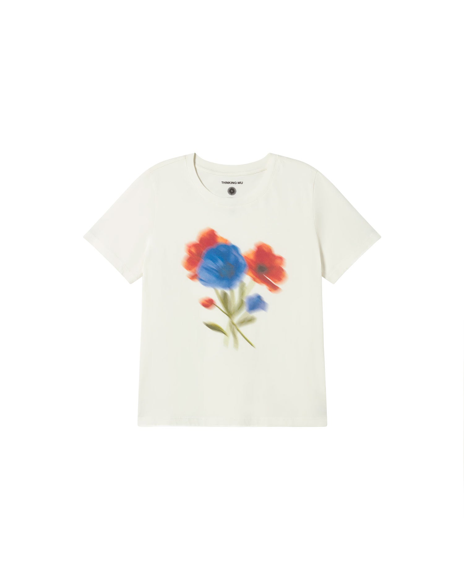 Camiseta blanca blurry flower Ida sostenible - silueta 1