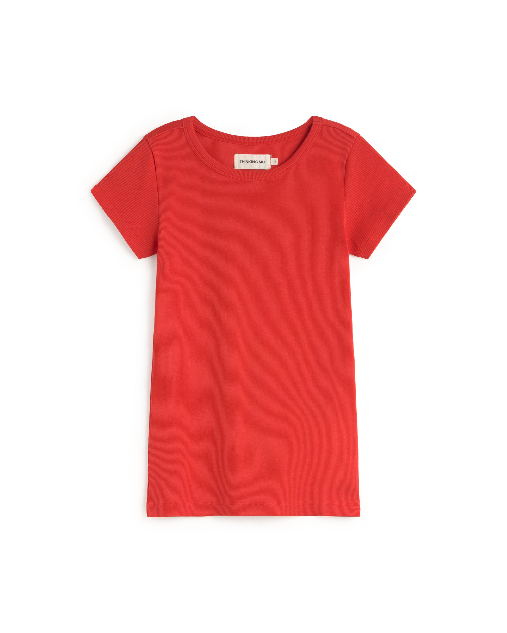 Camiseta slim roja Mirna-R sostenible silueta - 1