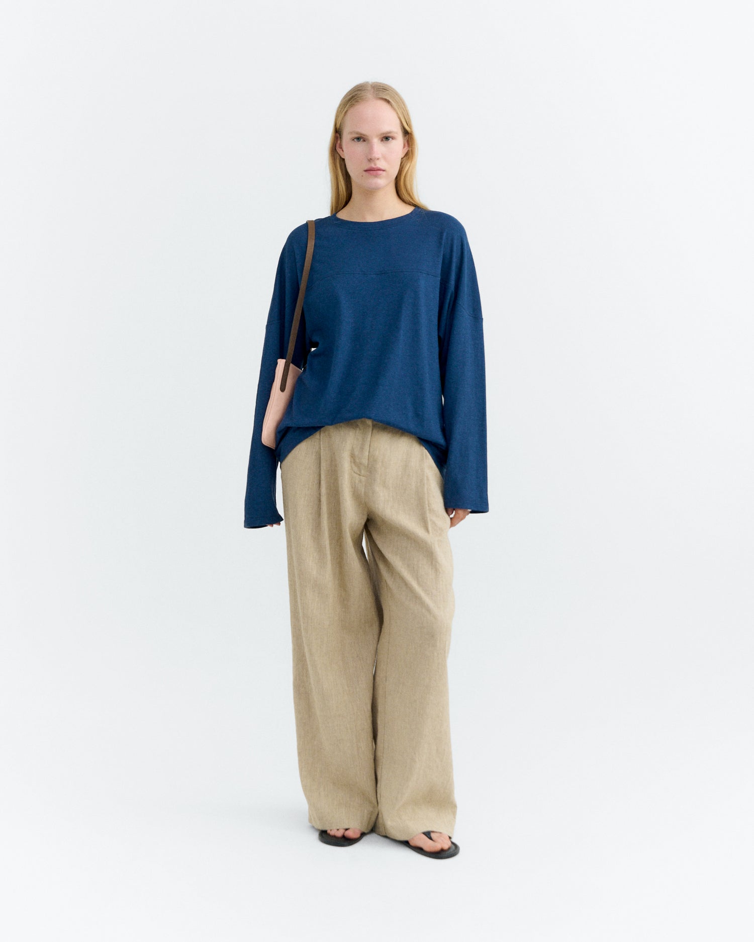 Camiseta oversize azul hemp Bar sostenible - 1