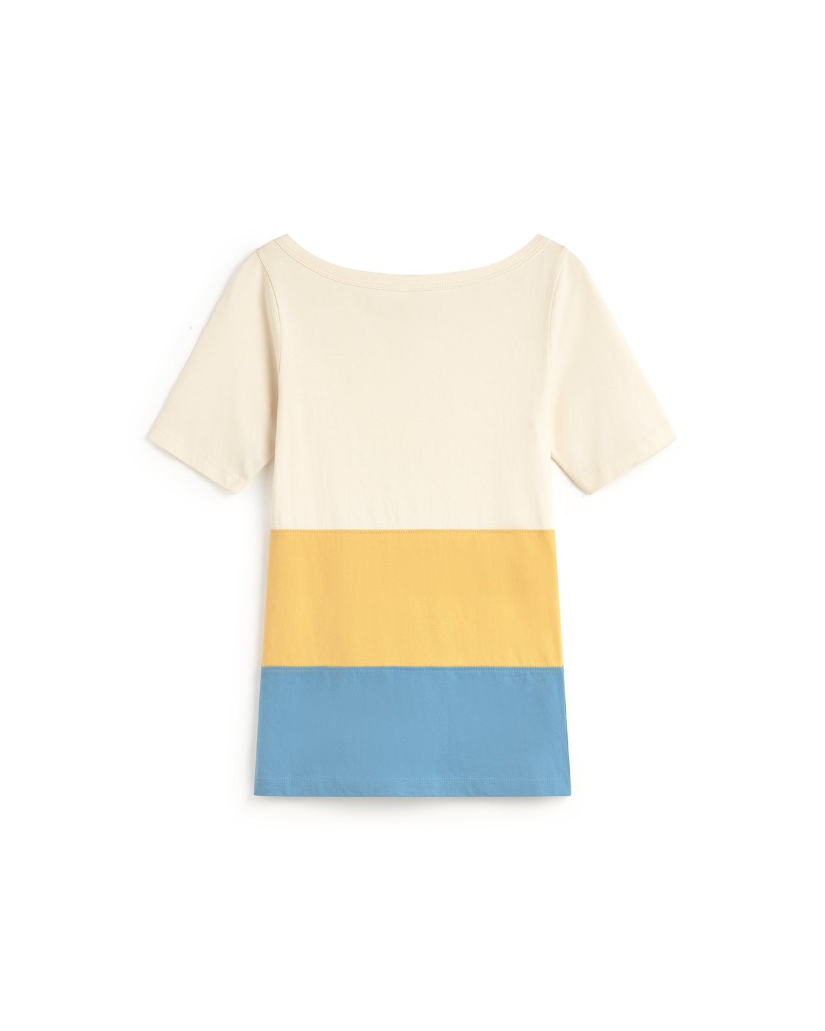 Camiseta slim rayas amarilla y azul Zura sostenible silueta - 1